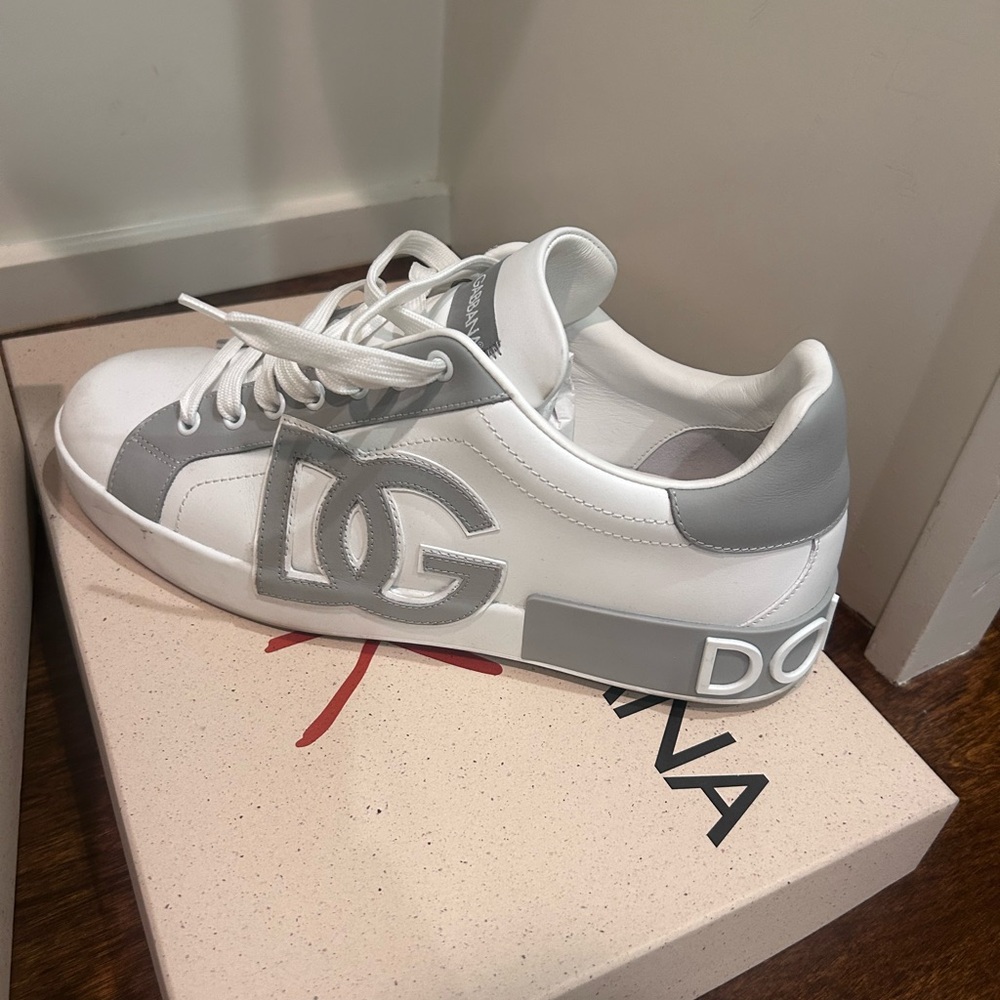 Dolce & Gabbana White and Gray Logo Sneakers